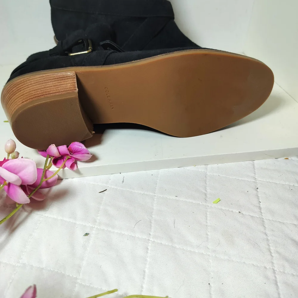 Cole Haan Black Ankle Booties with Buckle - Picture 2 of 4